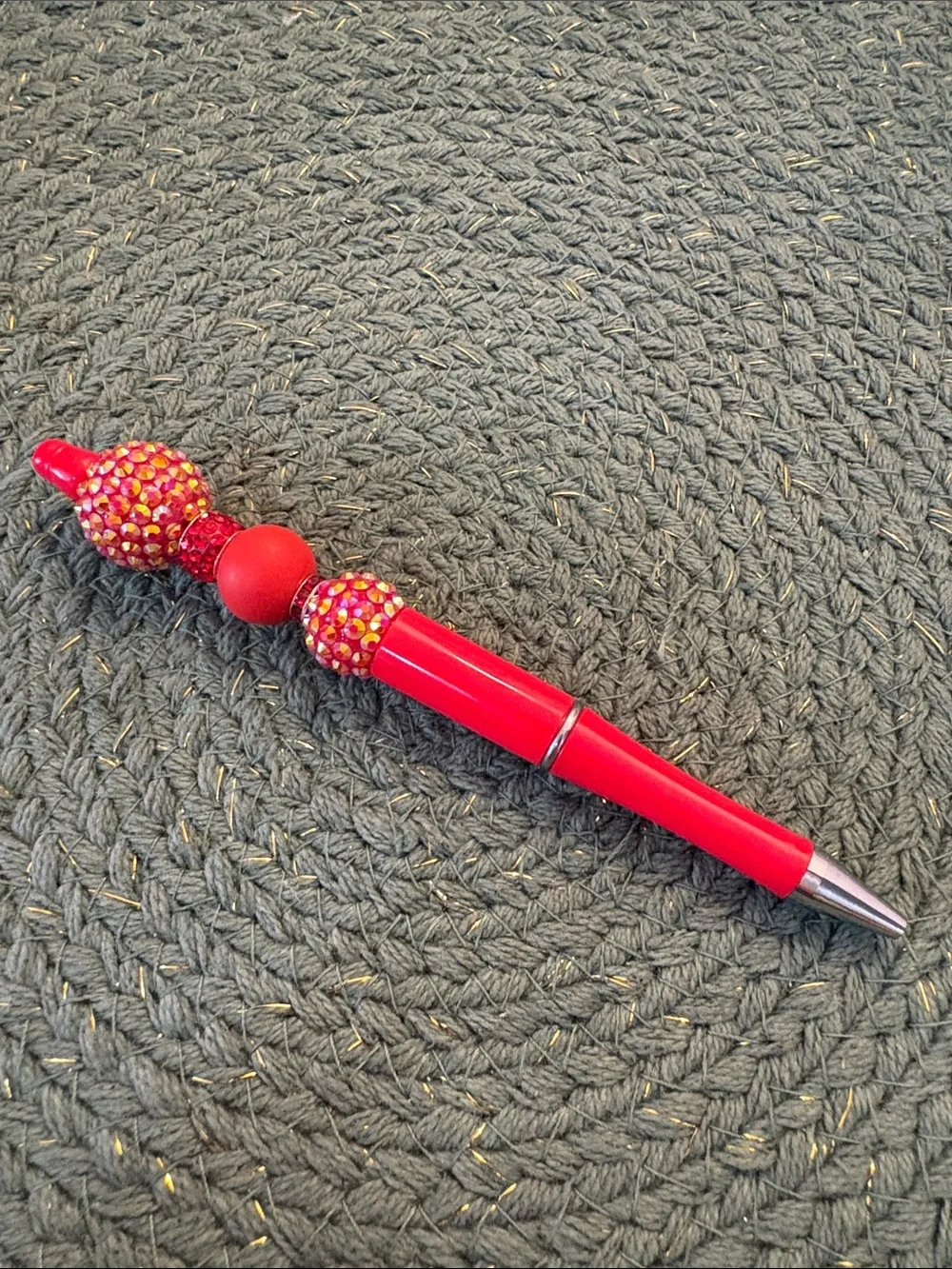 Red Crystal Accent Ballpoint Pen - Elegant Home Office Writing Accessory